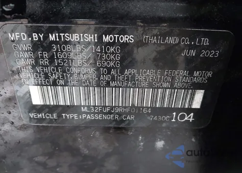 2024 Mitsubishi Mirage G4 Es from USA, damaged, VIN ML32FUFJ9RHF01164
